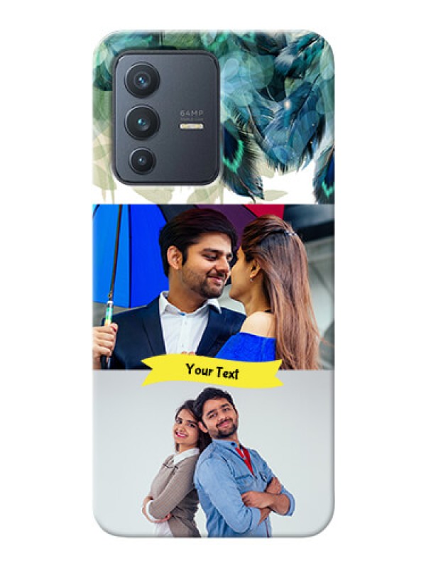 Custom Vivo V23 5G Phone Cases: Image with Boho Peacock Feather Design