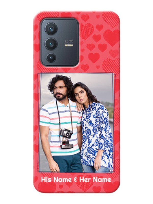 Custom Vivo V23 5G Mobile Back Covers: with Red Heart Symbols Design