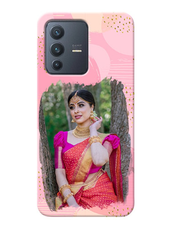 Custom Vivo V23 5G Phone Covers for Girls: Gold Glitter Splash Design