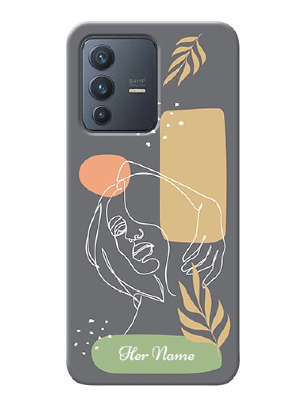 Custom Vivo V23 5G Phone Back Covers: Gazing Woman line art Design