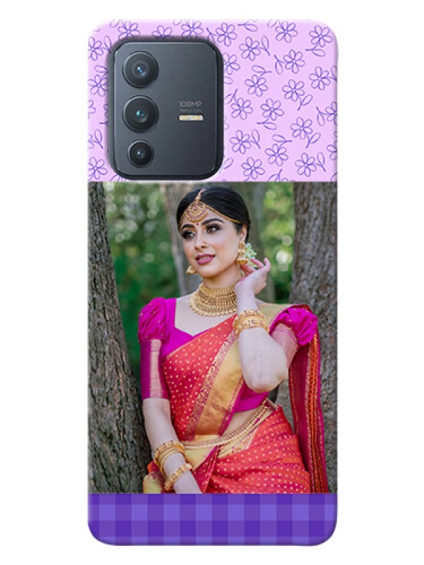 Custom Vivo V23 Pro 5G Mobile Cases: Purple Floral Design