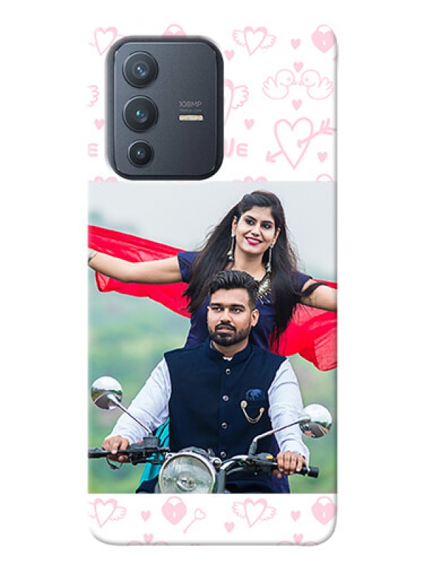 Custom Vivo V23 Pro 5G personalized phone covers: Pink Flying Heart Design