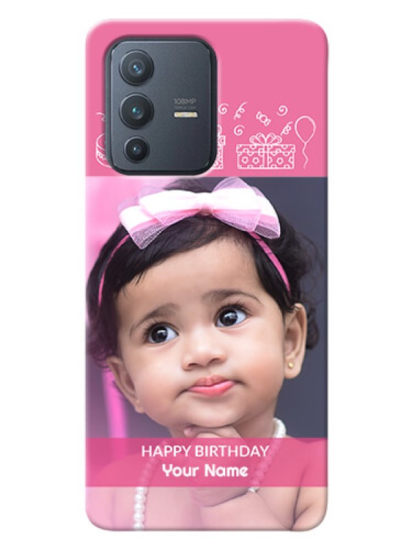 Custom Vivo V23 Pro 5G Custom Mobile Cover with Birthday Line Art Design