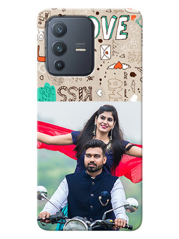 Custom Vivo V23 Pro 5G Personalised mobile covers: Love Doodle Pattern 