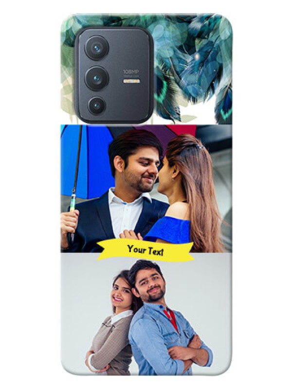 Custom Vivo V23 Pro 5G Phone Cases: Image with Boho Peacock Feather Design