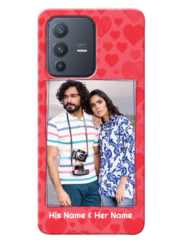 Custom Vivo V23 Pro 5G Mobile Back Covers: with Red Heart Symbols Design