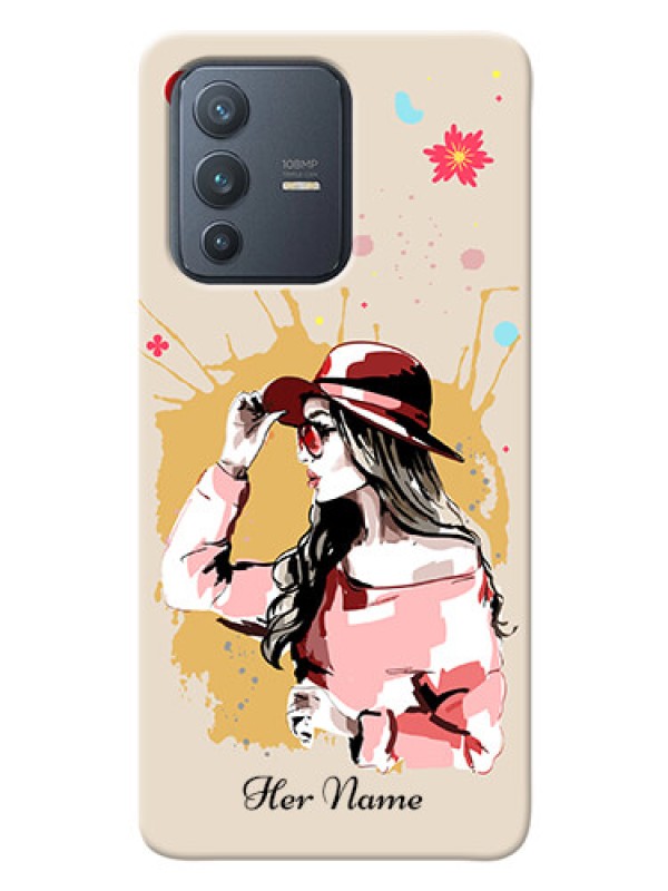 Custom Vivo V23 Pro 5G Back Covers: Women with pink hat Design