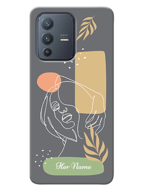 Custom Vivo V23 Pro 5G Phone Back Covers: Gazing Woman line art Design