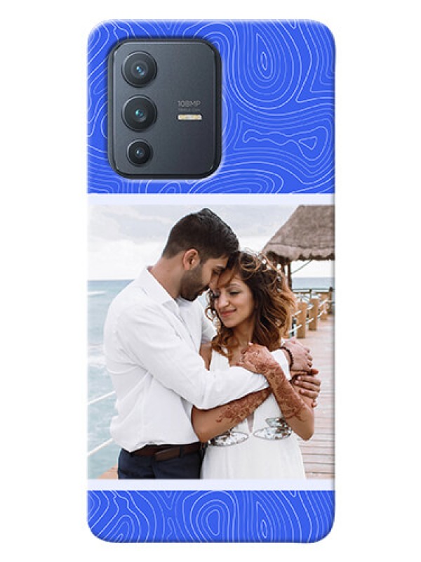 Custom Vivo V23 Pro 5G Mobile Back Covers: Curved line art with blue and white Design