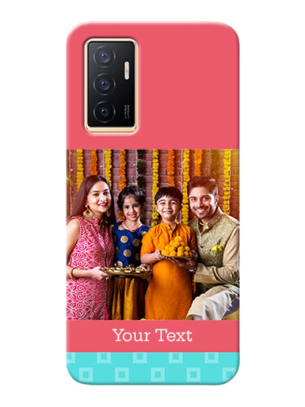 Custom Vivo V23e 5G Mobile Back Covers: Peach & Blue Color Design