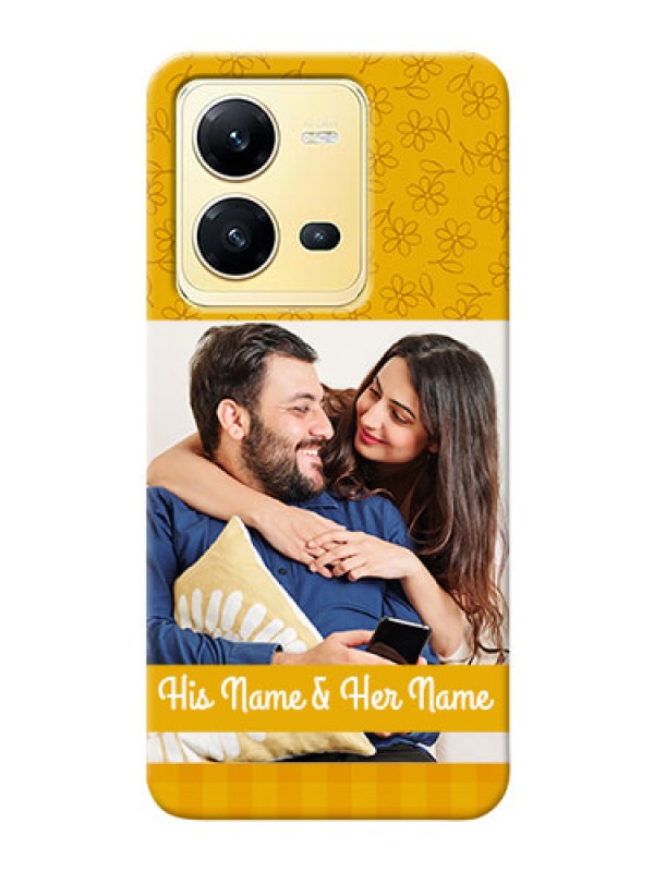 Custom Vivo V25 5G mobile phone covers: Yellow Floral Design