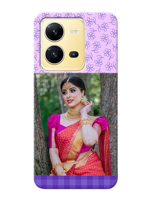 Custom Vivo V25 5G Mobile Cases: Purple Floral Design