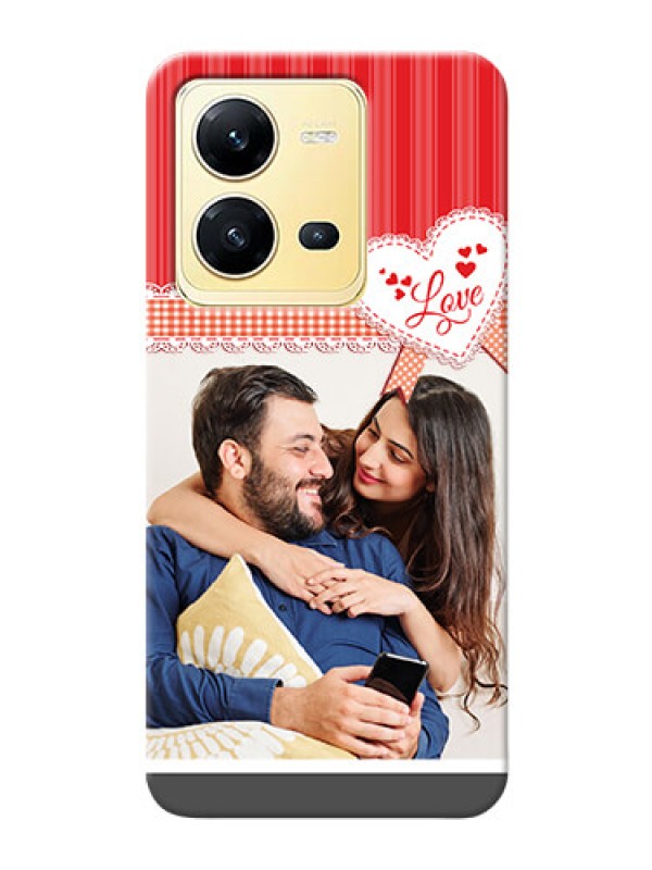 Custom Vivo V25 5G phone cases online: Red Love Pattern Design