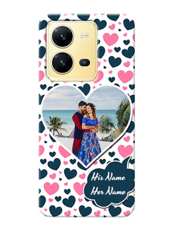 Custom Vivo V25 5G Mobile Covers Online: Pink & Blue Heart Design