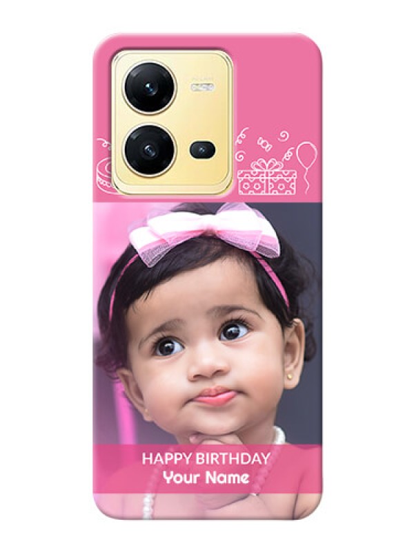 Custom Vivo V25 5G Custom Mobile Cover with Birthday Line Art Design
