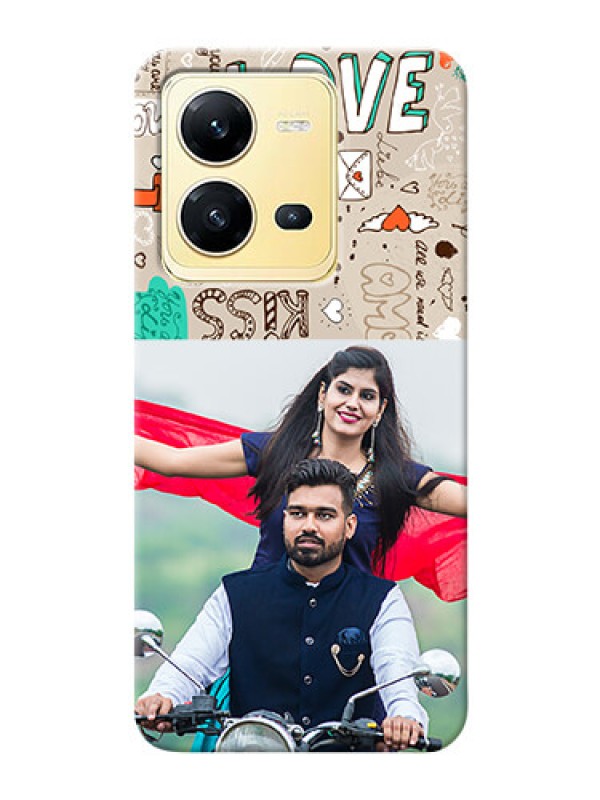 Custom Vivo V25 5G Personalised mobile covers: Love Doodle Pattern 