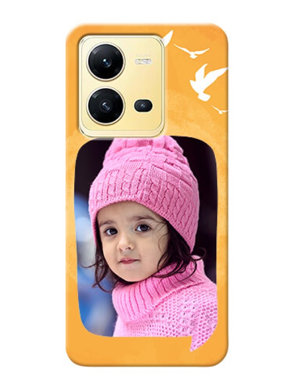 Custom Vivo V25 5G Phone Covers: Water Color Design with Bird Icons