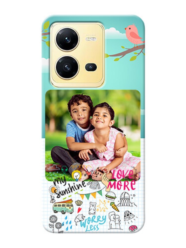 Custom Vivo V25 5G phone cases online: Doodle love Design