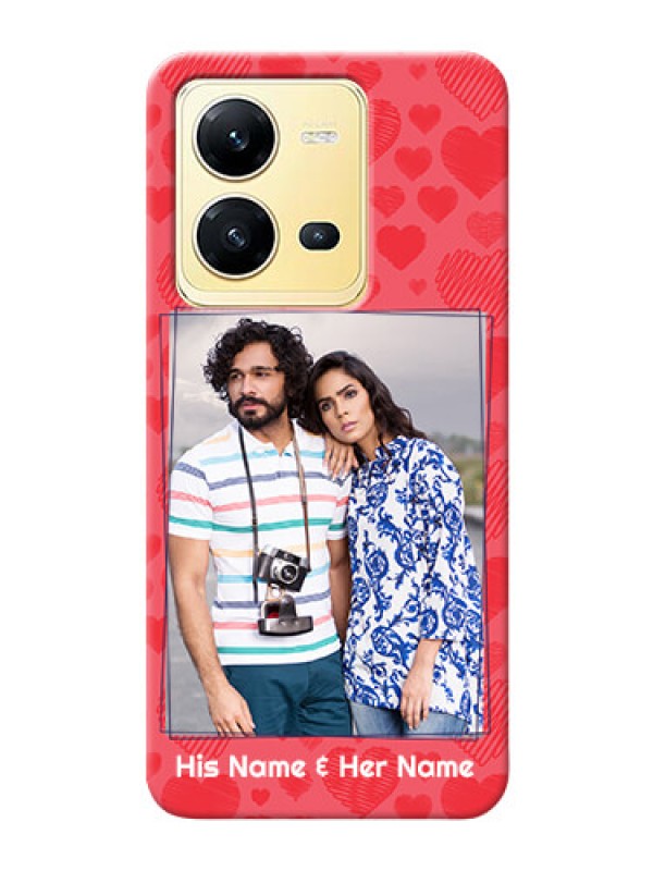 Custom Vivo V25 5G Mobile Back Covers: with Red Heart Symbols Design