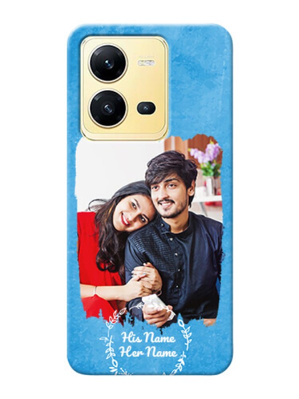 Custom Vivo V25 5G custom mobile cases: Blue Color Vintage Design