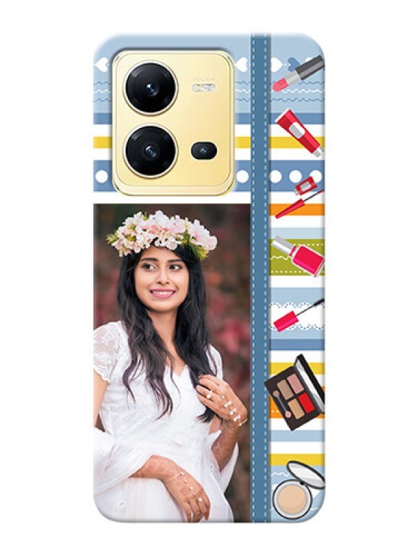 Custom Vivo V25 5G Personalized Mobile Cases: Makeup Icons Design