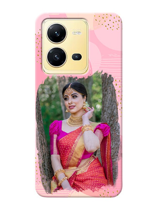 Custom Vivo V25 5G Phone Covers for Girls: Gold Glitter Splash Design