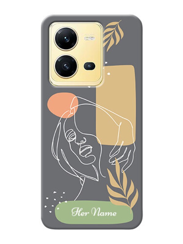 Custom Vivo V25 5G Phone Back Covers: Gazing Woman line art Design
