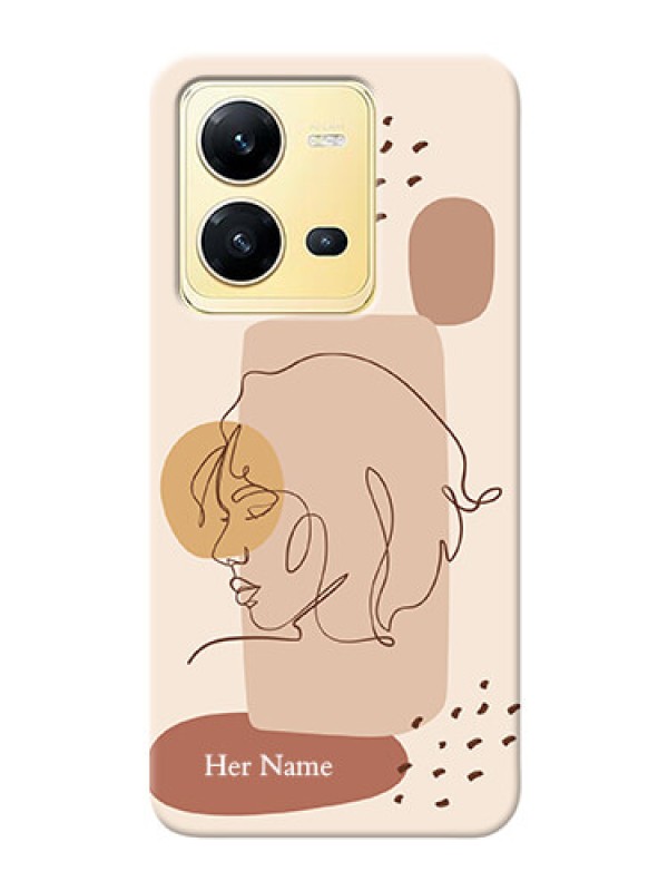 Custom Vivo V25 5G Custom Phone Covers: Calm Woman line art Design