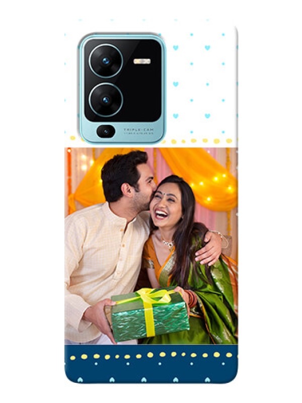 Custom Vivo V25 Pro 5G Phone Covers: White and Blue Abstract Design