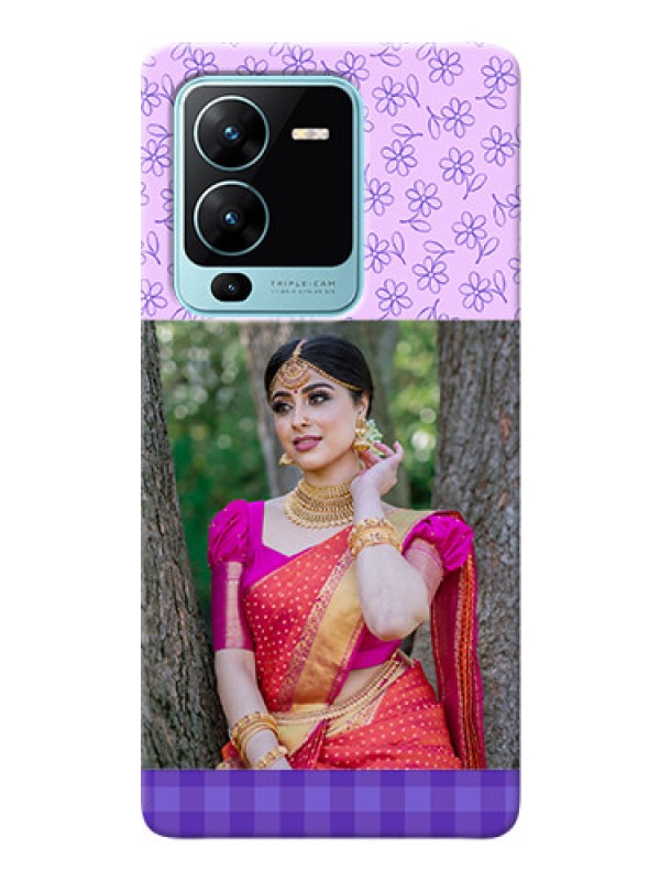 Custom Vivo V25 Pro 5G Mobile Cases: Purple Floral Design