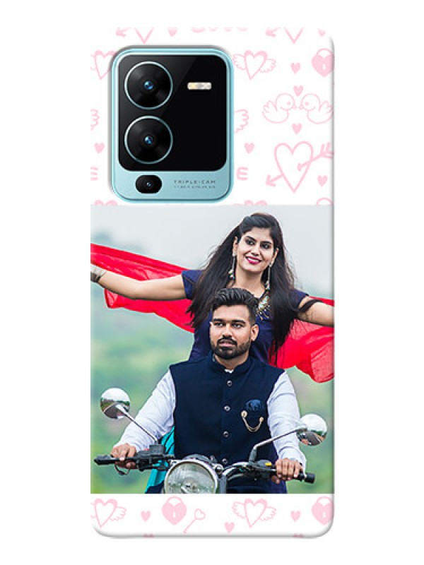Custom Vivo V25 Pro 5G personalized phone covers: Pink Flying Heart Design