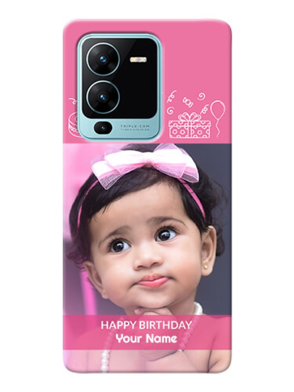 Custom Vivo V25 Pro 5G Custom Mobile Cover with Birthday Line Art Design