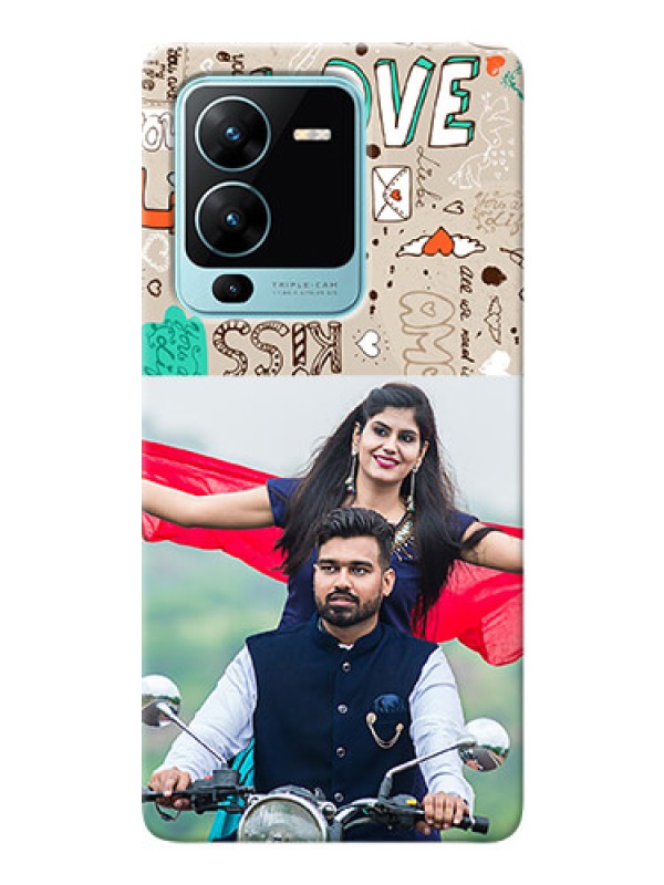 Custom Vivo V25 Pro 5G Personalised mobile covers: Love Doodle Pattern 