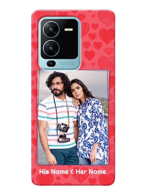 Custom Vivo V25 Pro 5G Mobile Back Covers: with Red Heart Symbols Design