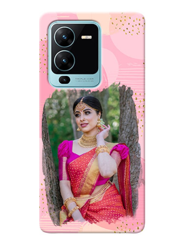 Custom Vivo V25 Pro 5G Phone Covers for Girls: Gold Glitter Splash Design