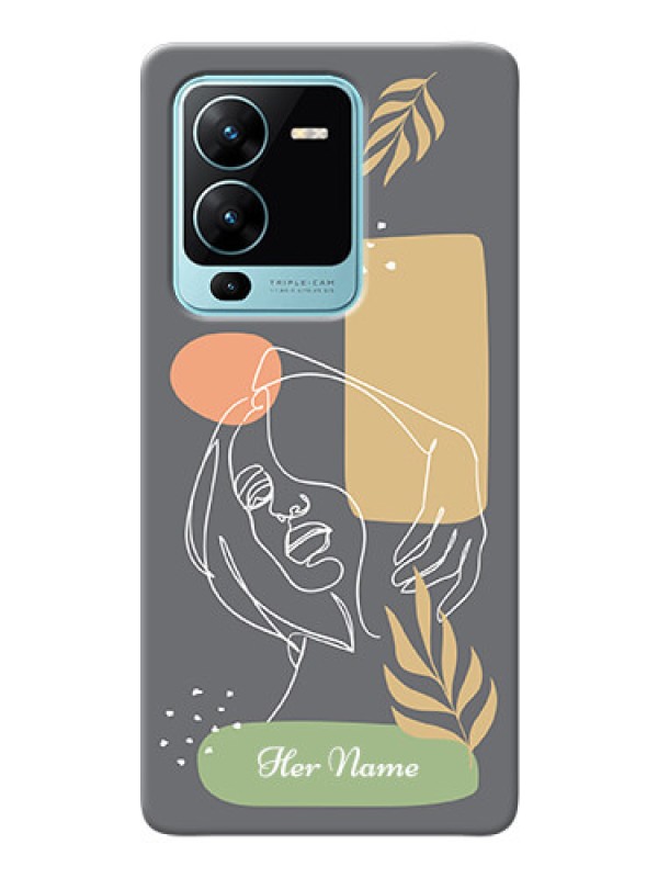 Custom Vivo V25 Pro 5G Phone Back Covers: Gazing Woman line art Design