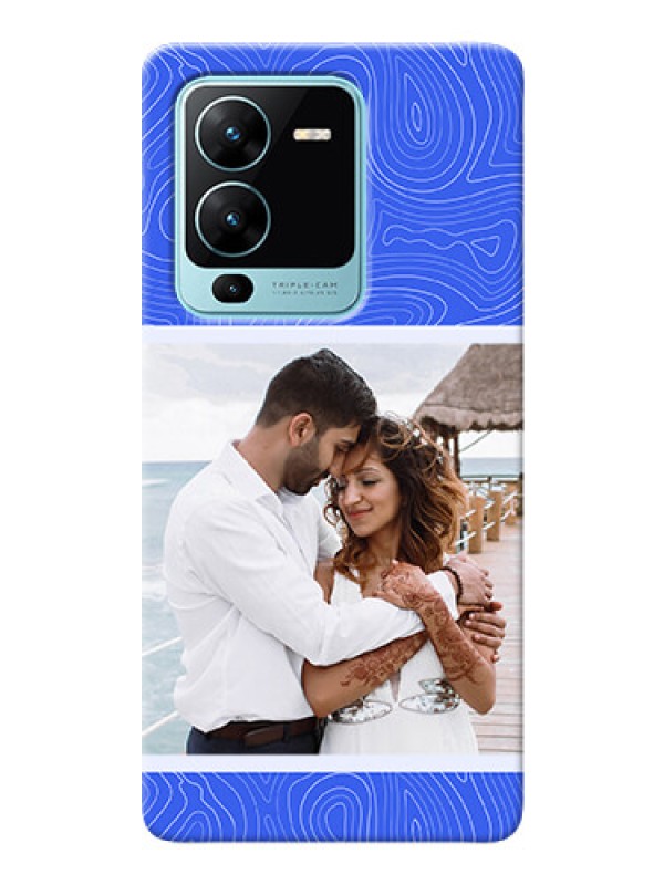 Custom Vivo V25 Pro 5G Mobile Back Covers: Curved line art with blue and white Design