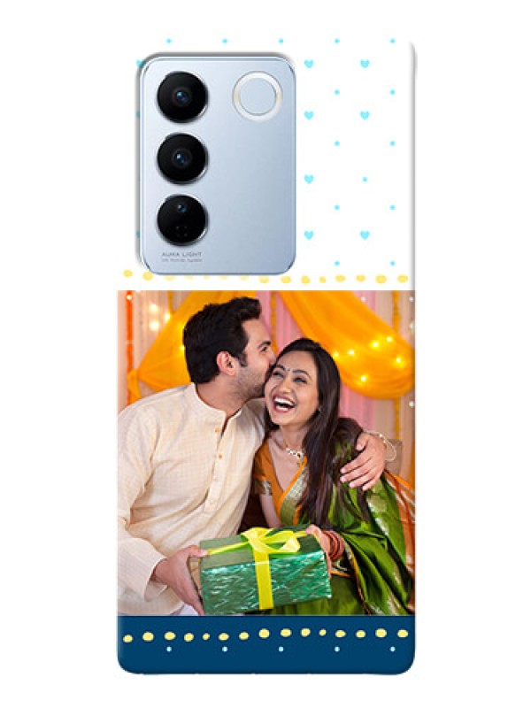 Custom Vivo V27 5G Phone Covers: White and Blue Abstract Design