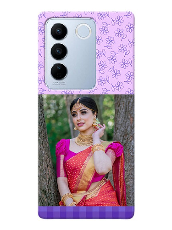 Custom Vivo V27 5G Mobile Cases: Purple Floral Design