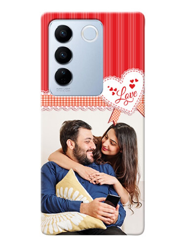Custom Vivo V27 5G phone cases online: Red Love Pattern Design