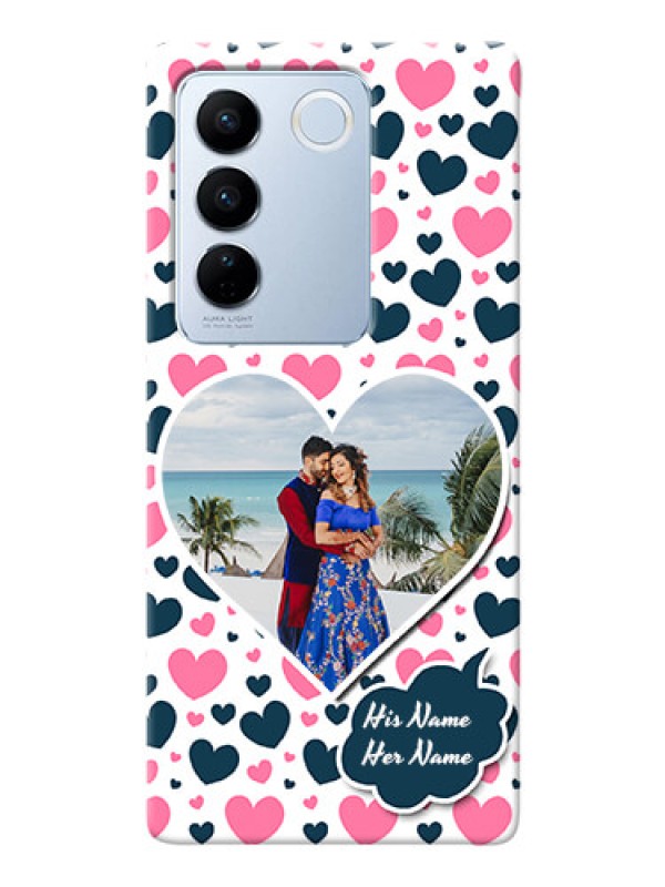 Custom Vivo V27 5G Mobile Covers Online: Pink & Blue Heart Design