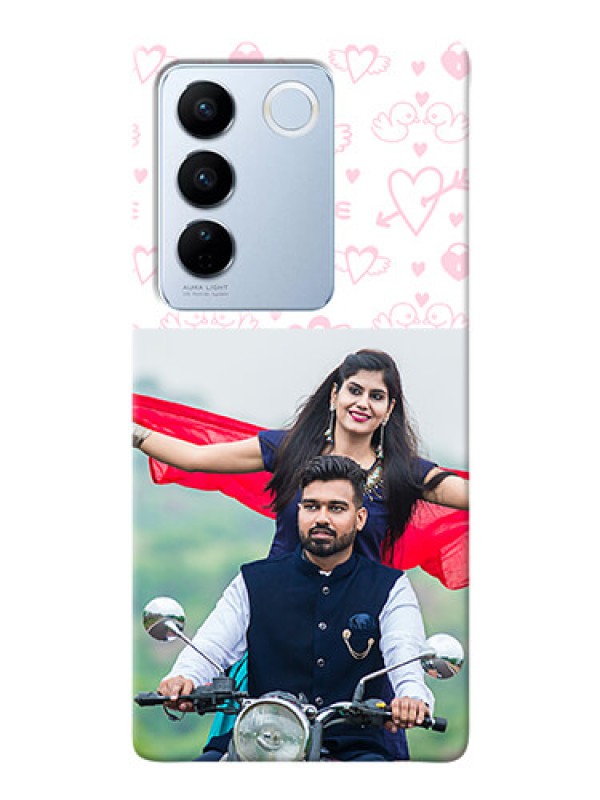 Custom Vivo V27 5G personalized phone covers: Pink Flying Heart Design