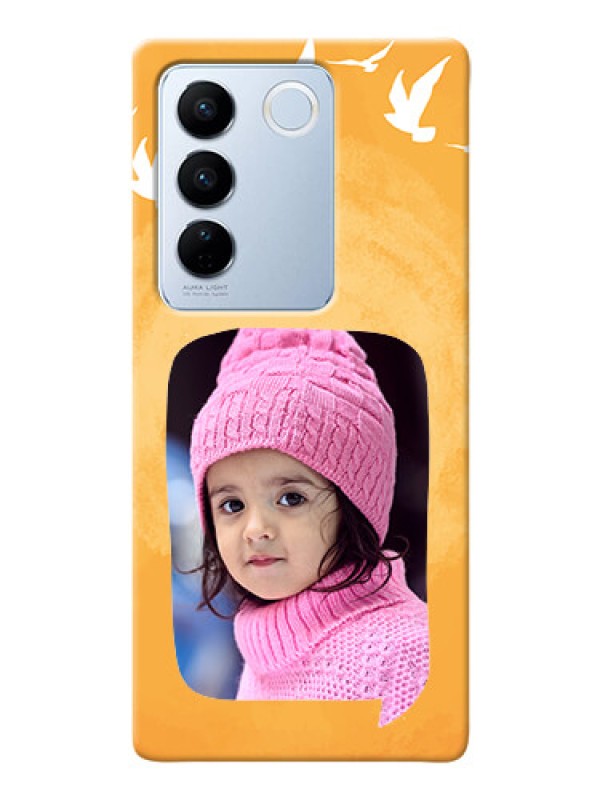Custom Vivo V27 5G Phone Covers: Water Color Design with Bird Icons