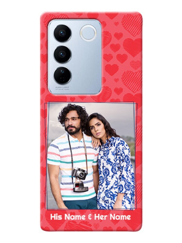 Custom Vivo V27 5G Mobile Back Covers: with Red Heart Symbols Design