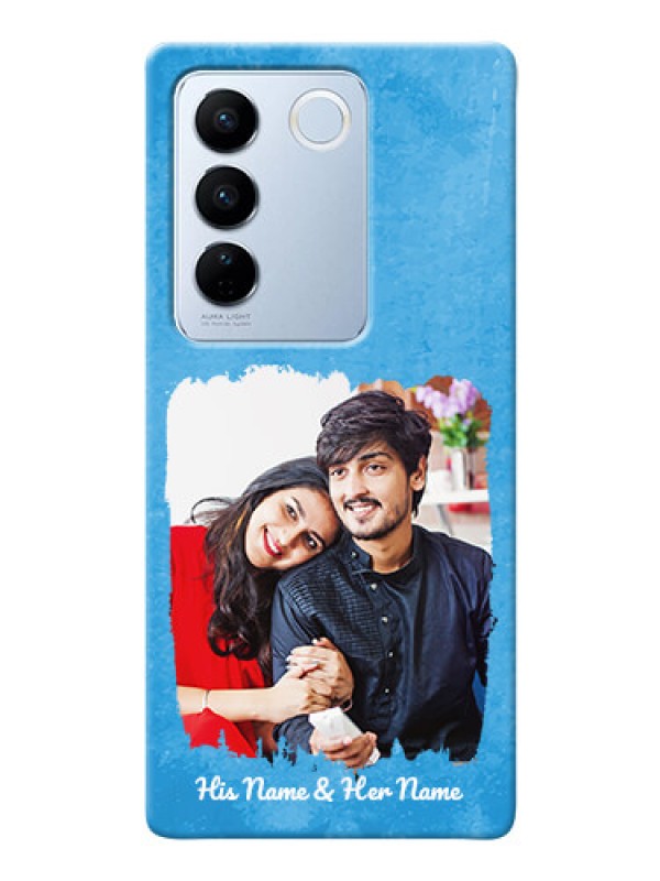 Custom Vivo V27 5G custom mobile cases: Blue Color Vintage Design