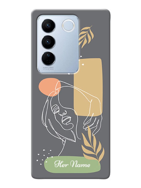 Custom Vivo V27 5G Phone Back Covers: Gazing Woman line art Design