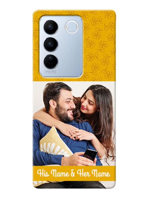 Custom Vivo V27 Pro 5G mobile phone covers: Yellow Floral Design