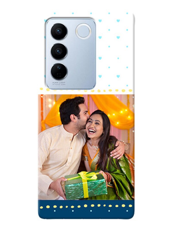 Custom Vivo V27 Pro 5G Phone Covers: White and Blue Abstract Design