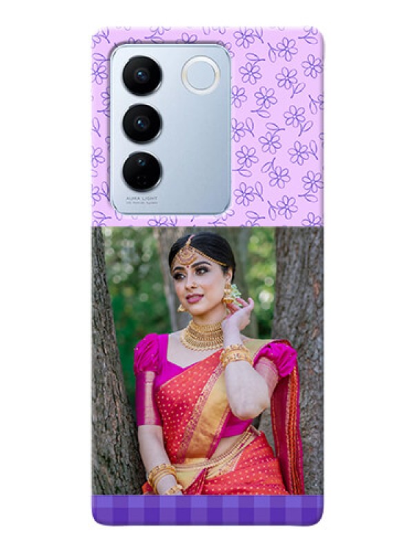 Custom Vivo V27 Pro 5G Mobile Cases: Purple Floral Design