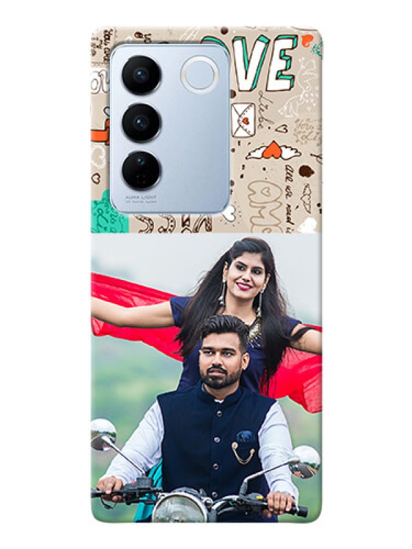 Custom Vivo V27 Pro 5G Personalised mobile covers: Love Doodle Pattern 